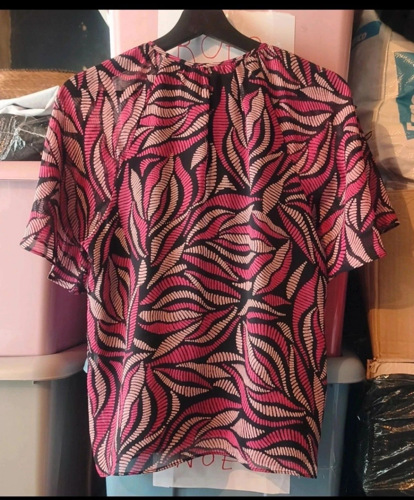 Blouse NAF NAF Neuve avec Étiquette (Taille 38/M) - Imprimé Fuchsia/Noir – photo 4